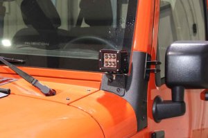 Jeep Wrangler Unlimited Light Mount - Windshield - Fishbone Offroad - Windshield Light Bracket FB21015 - Black - `07-`18